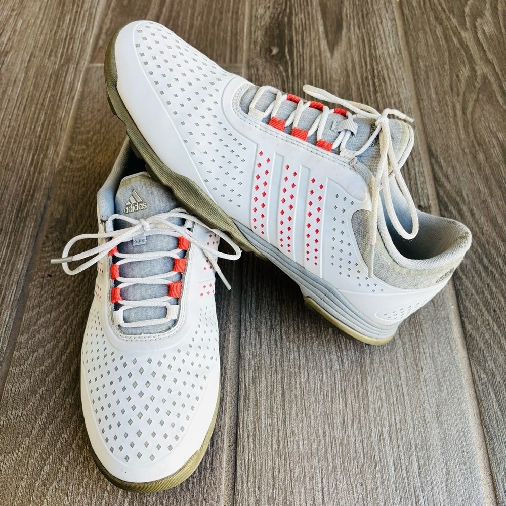 Adidas White/Orange and Gray Golf Spikeless Sneakers Shoes size 6.5